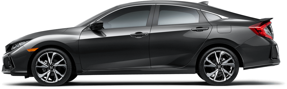 2019 Honda Civic Si Sedan Side Profile - 2018 Honda Civic Si Coupe Vs Sedan Clipart (1800x500), Png Download