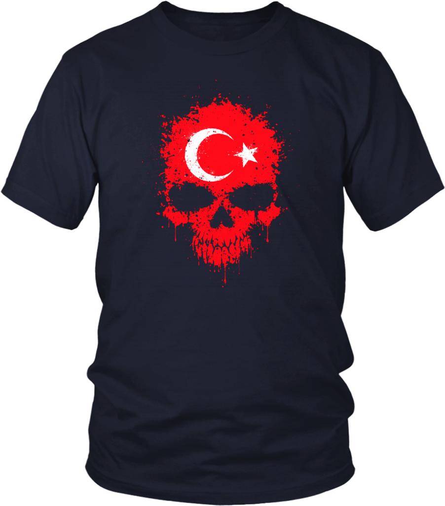 Chaotic Turkish Flag Splatter Skull T-shirt - Larry Bernandez T Shirt Clipart (1024x1024), Png Download