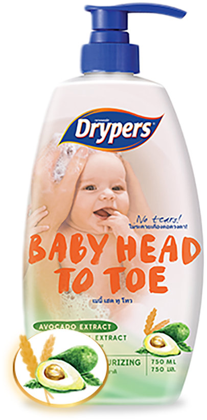 Drypers Baby Head To Toe With Avocado Extract And Oat - Drypers Baby Head To Toe Clipart (405x821), Png Download