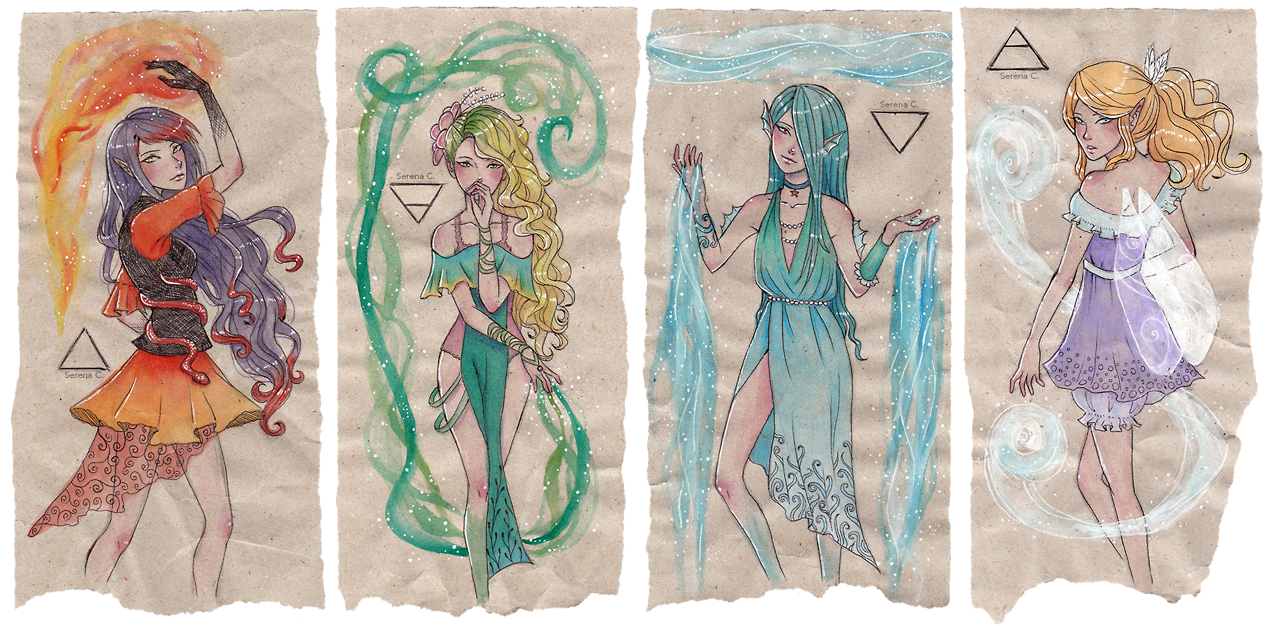 Artists On Tumblr Watercolor Watercolour Art Packaging - Drawings Of The 4 Elements Clipart (1274x626), Png Download