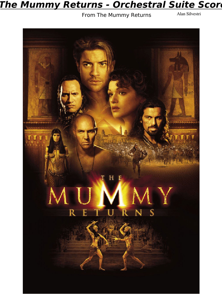 The Mummy Returns Orchestral Suite Score Sheet Music - Mumya Returns Clipart (850x1100), Png Download