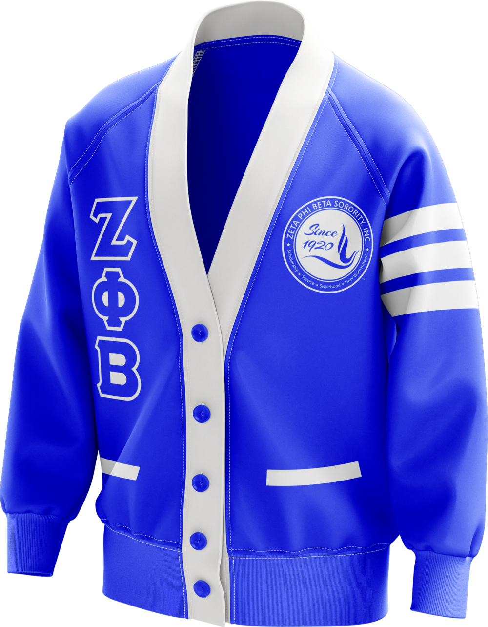 Zeta Phi Beta Striped Cardigan Clipart (1000x1284), Png Download