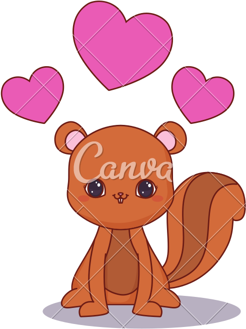 Vector Squirrel Heart - Cartoon Clipart (800x800), Png Download