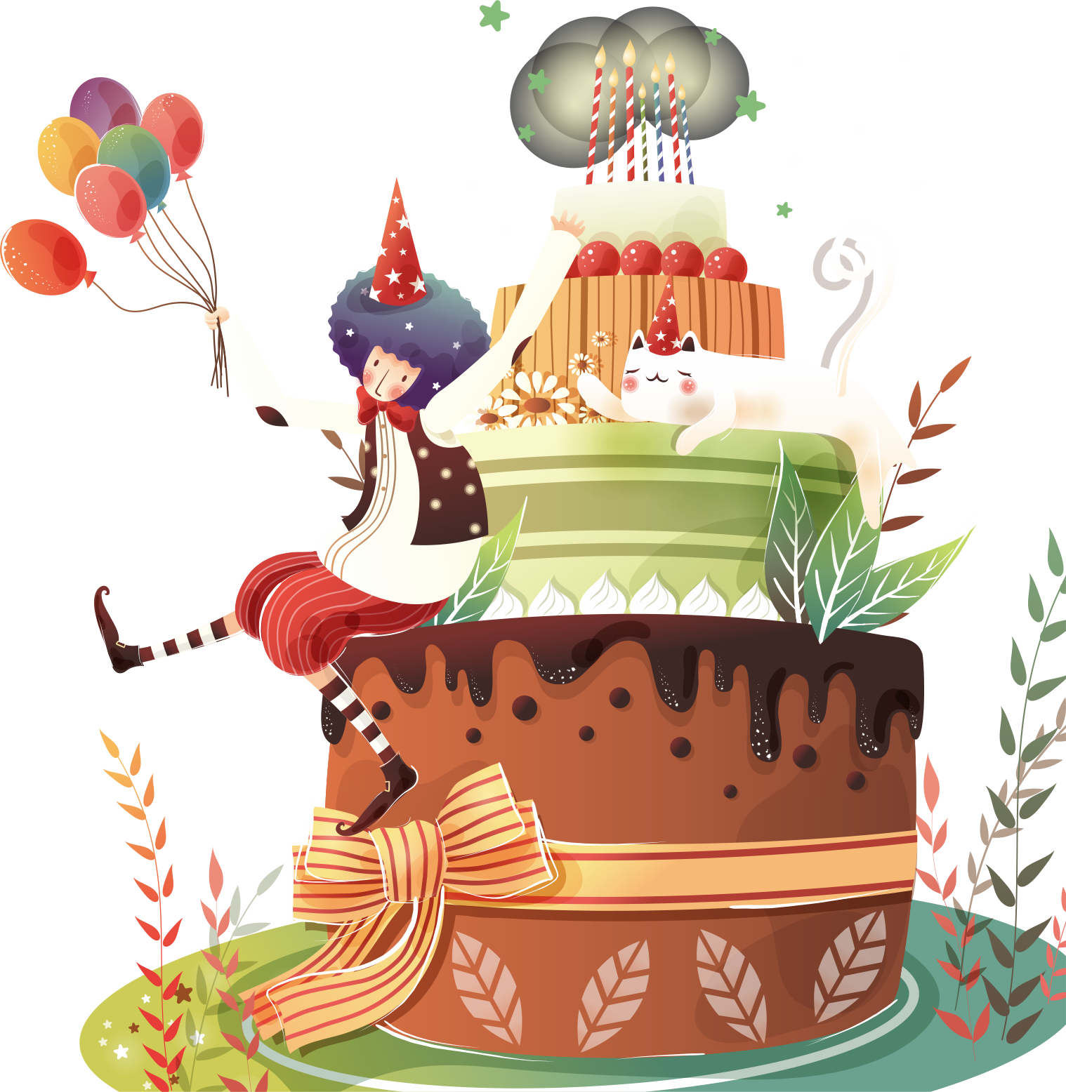 Vector Royalty Free Stock Desktop Wallpaper High Definition - Cartoon Birthday Background Hd Clipart (1518x1556), Png Download