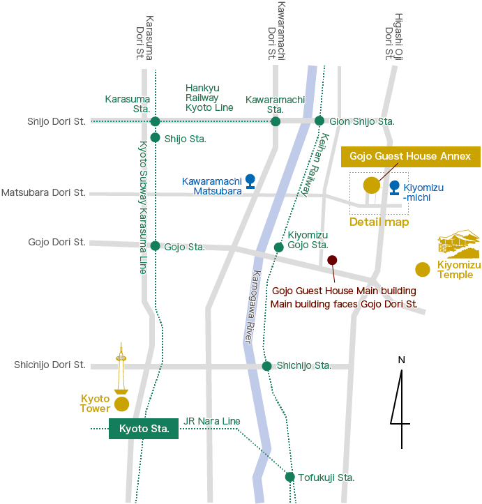 Annex Is Located Back From Higashi Oji Dori St - Gojo Guest House Annexe Clipart (750x735), Png Download