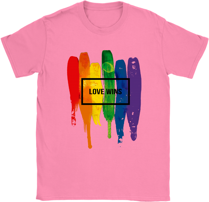 Watercolor Lgbt Love Wins Rainbow Paint Typographic - Graphic Design Clipart (857x827), Png Download