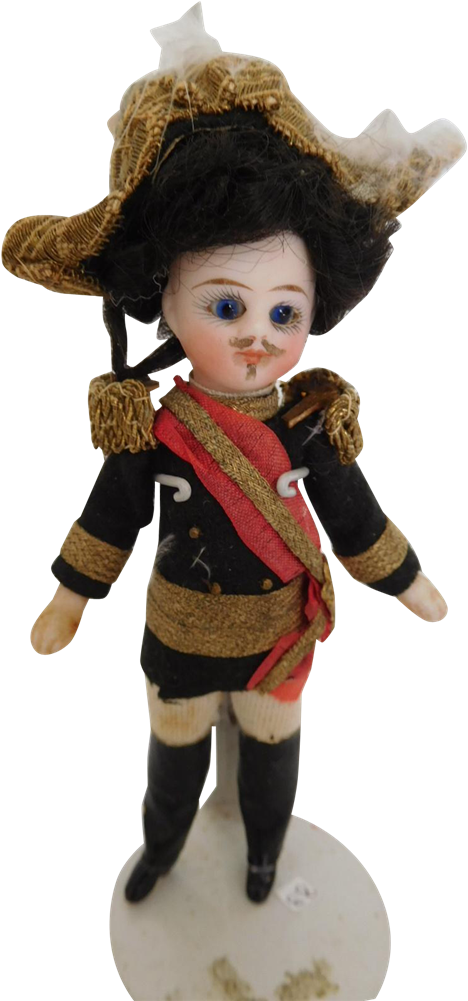 Antique 4' French Type All Bisque Mignonette Napolean - Doll Clipart (468x1001), Png Download