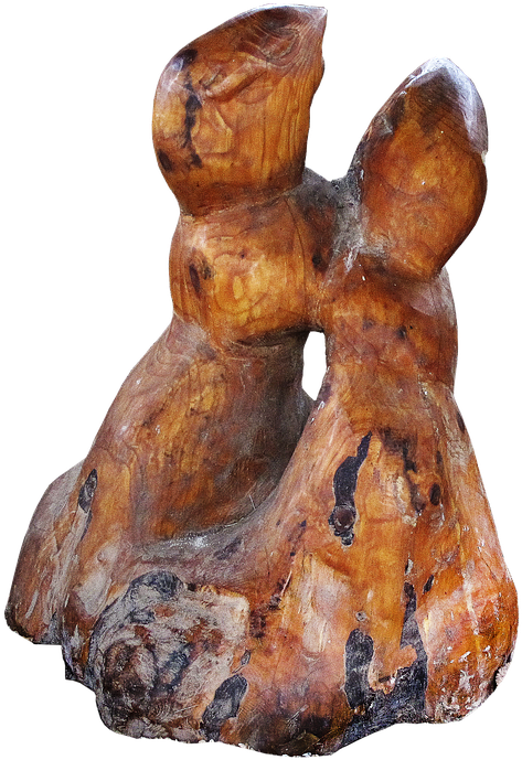 Rabbit, Figure, Carved, Holzfigur, Wood, Modern, Art - Carving Clipart (500x720), Png Download