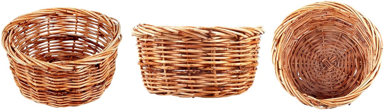 Basket Wicker Basket Harvest - Cestino Vimini Png Clipart (1280x410), Png Download