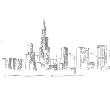 Chicago Drawing Skyline Design - Skyline Clipart (500x647), Png Download