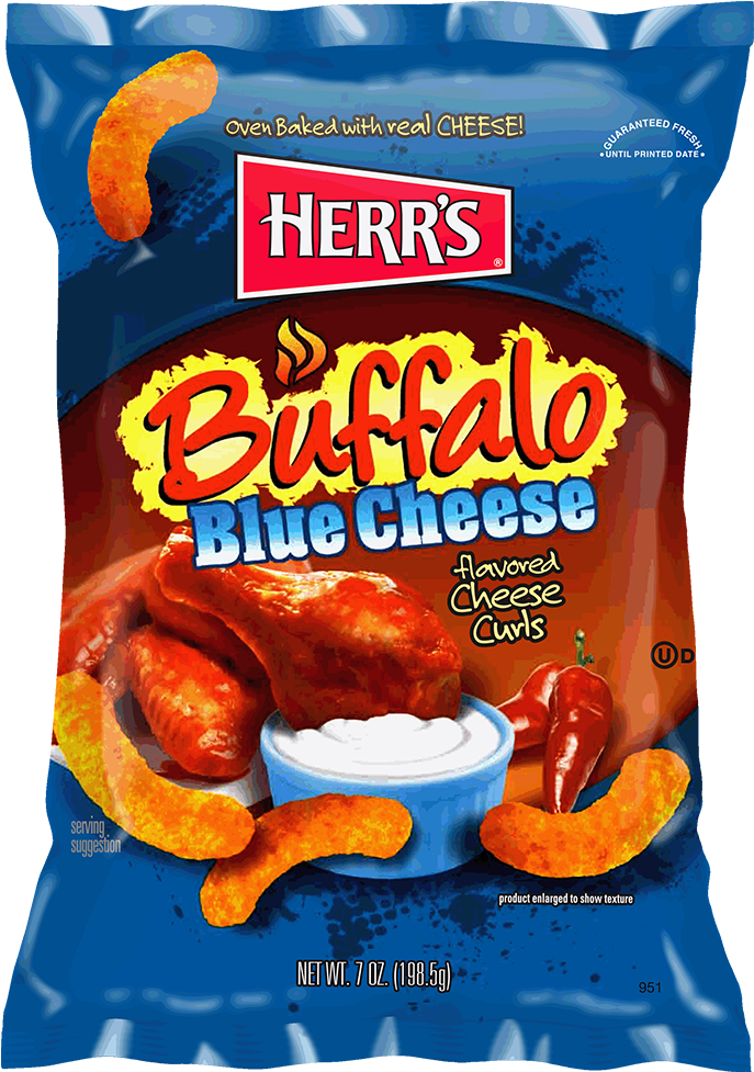 Herr's Buffalo Blue Cheese Curls 12x199gr - Herr's Buffalo Blue Cheese Curls Clipart (700x1000), Png Download