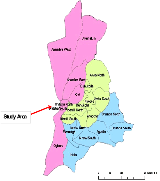 Map Of Anambra State, Nigeria Showing The Study Area - Map Of Anambra State Nigeria Clipart (550x619), Png Download
