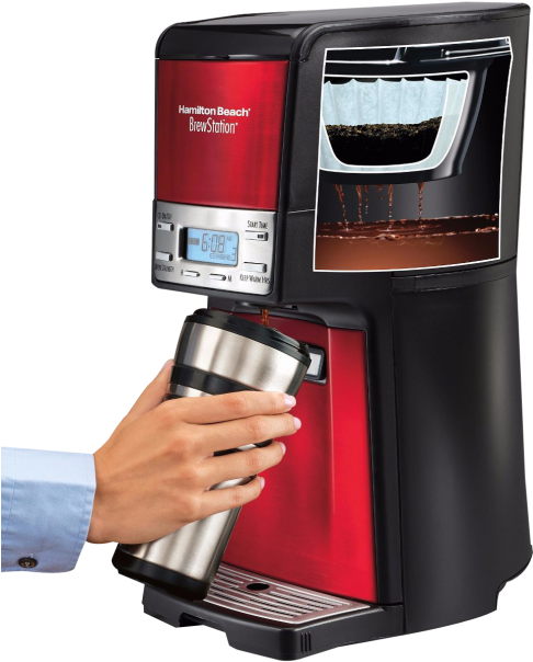 Download Hand With Coffee Maker Png Image - Hamilton Beach Cafetera Brewstation Clipart (500x653), Png Download