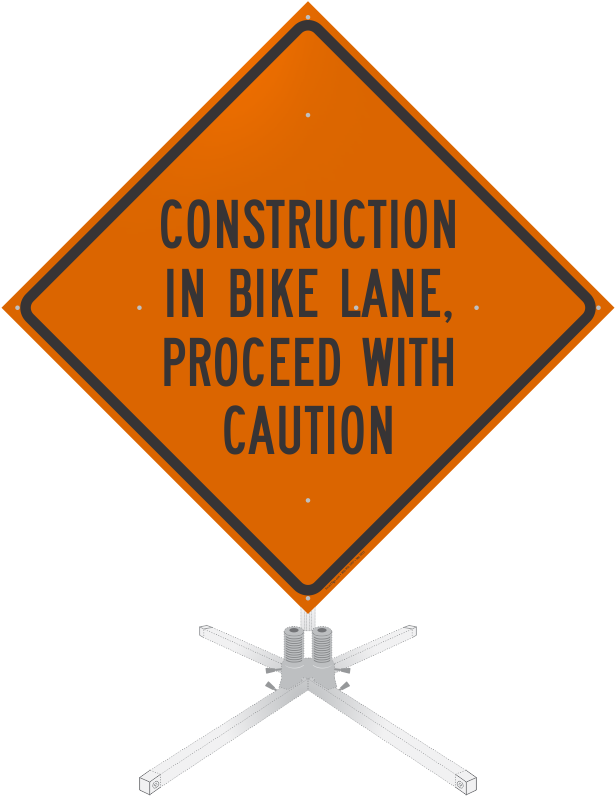 Construction In Bike Lane Roll-up Sign - Truck Crossing Sign Clipart (628x800), Png Download