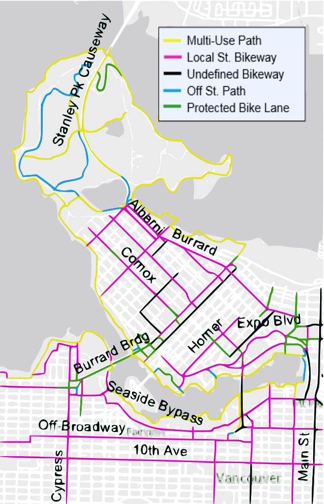 Vancouver Bike Lanes - Map Clipart (658x1023), Png Download