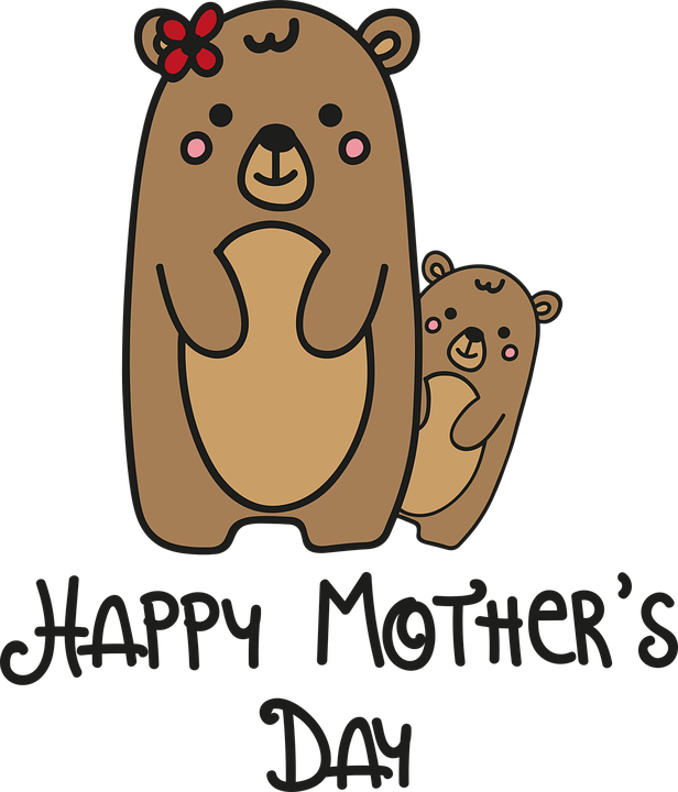 Madre, Feliz, Día, Osa, Osito, Mamá, Hijo, Osezno - Feliz Dia Mama Osa Clipart (616x720), Png Download