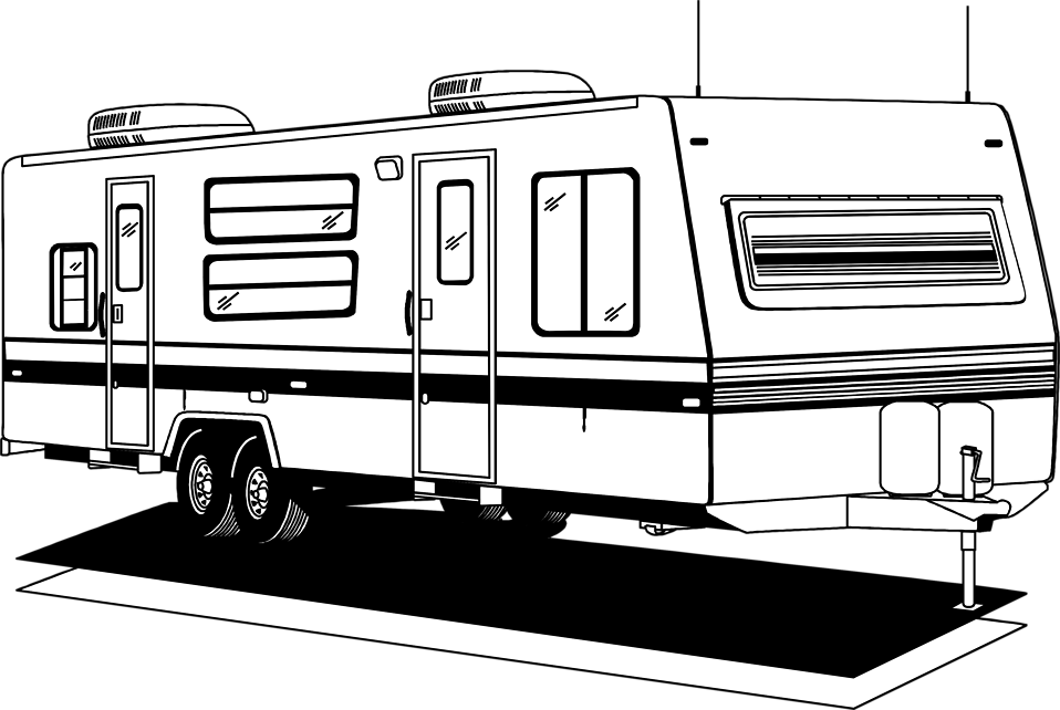 Trailering Caravan Wheel - Caravan Clipart Black And White - Png Download (958x642), Png Download