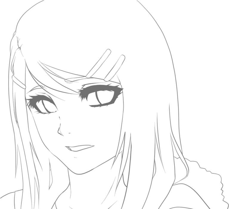 Anime Head Lineart - Line Art Clipart (768x702), Png Download