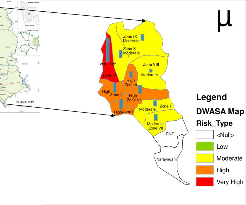 Monthly Variation Of Leak For Various Zones Of Dhaka - Map Of Dhaka City Clipart (850x709), Png Download