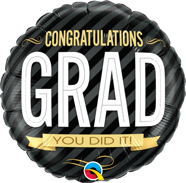 18" Congratulations Grad Stripes Balloons All American - Balloon Clipart (600x592), Png Download