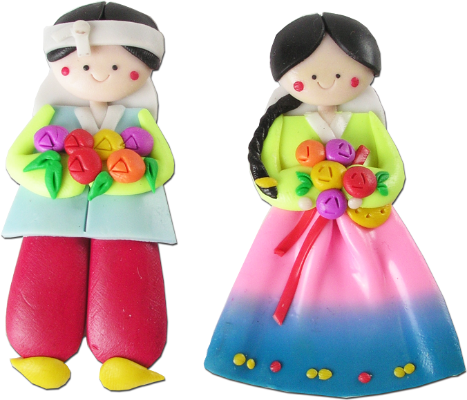 10 Pairs Of Korean Doll Fridge Magnet - Doll Clipart (700x602), Png Download