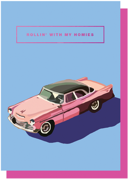 'rollin' With My Homies' - Antique Car Clipart (497x670), Png Download