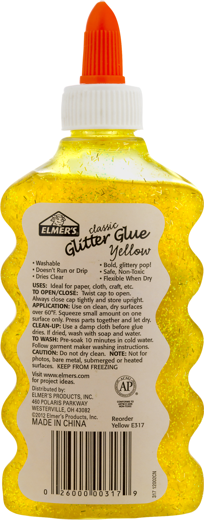 Elmer's Classic Non-toxic Washable Glitter Glue, - Elmer's Tri Fold Display Board Clipart (708x1801), Png Download