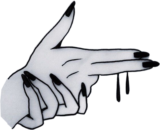 #gun #gunpose #black #nails #drip #transparent #png - Aesthetic Tumblr Png Black And White Clipart (562x456), Png Download