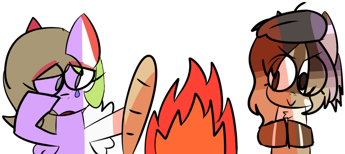 Krowlea, Beret, Bread, Fire, Food, French, Hat, Oc, - Cartoon Clipart (1280x549), Png Download