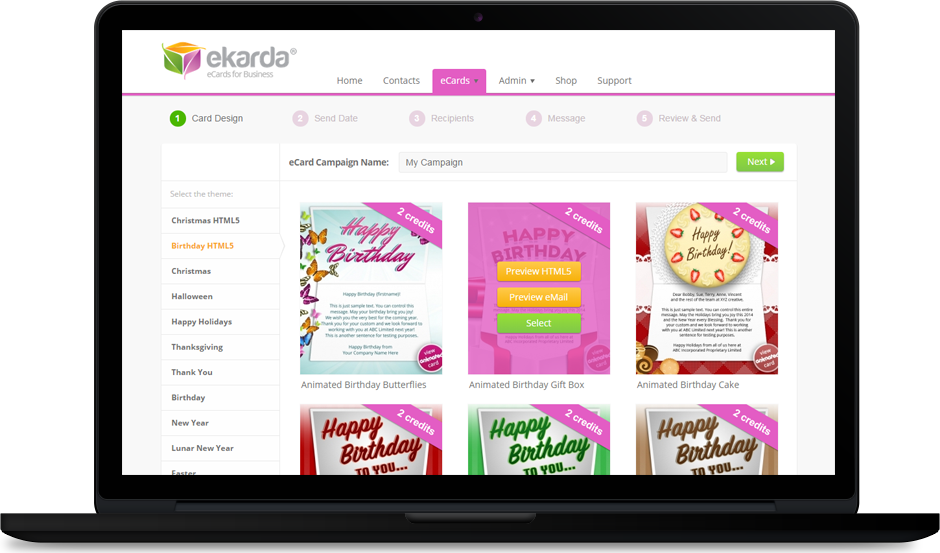 Automated Birthday Ecards - Ecard Website Template Clipart (940x553), Png Download