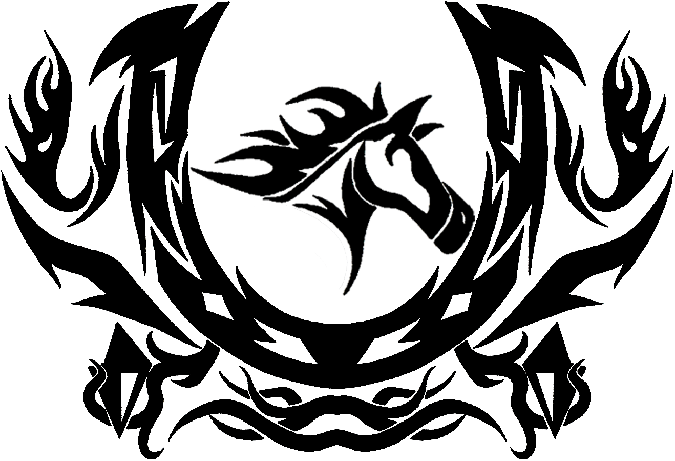 Photo Tribalhorseshoecrestver4 - Horseshoe Tribal Clipart (1318x899), Png Download