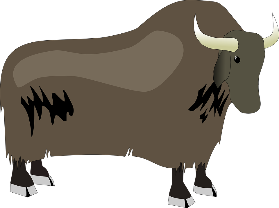 Bison Ox Yak Animal Wildlife Bull Large Mascot - Yak Vector Png Clipart (960x717), Png Download