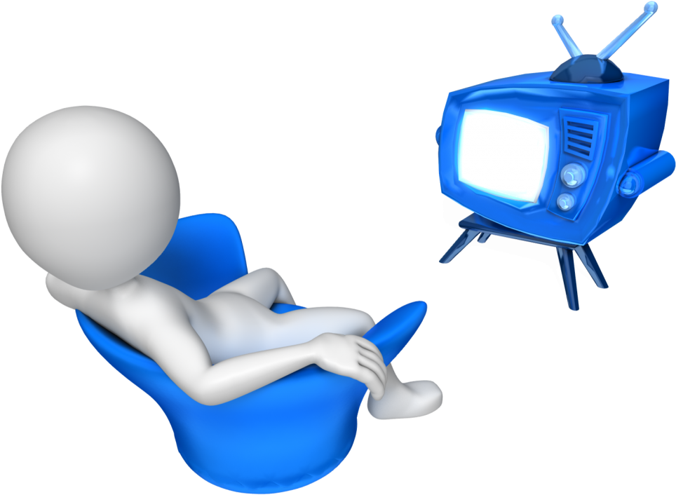Stick Figure Watching Tv - Person Watching Tv Stick Figure Clipart (964x706), Png Download