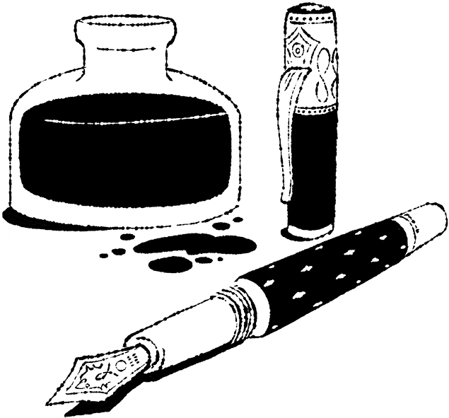 Bottle Drawing Ink - Classic Ink Bottle Drawing Clipart (964x808), Png Download