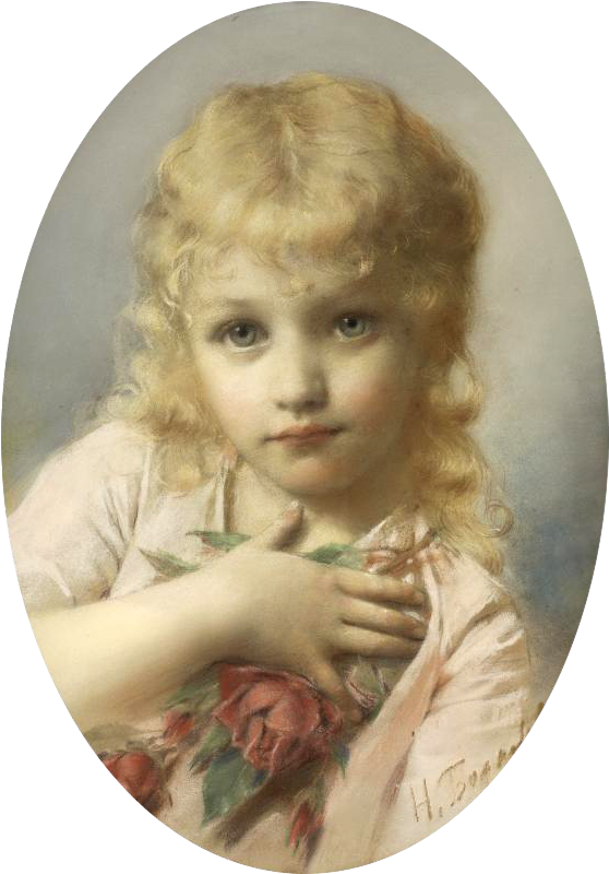 Portrait Of A Young Girl - Nikolai Bodarevsky Clipart (567x809), Png Download