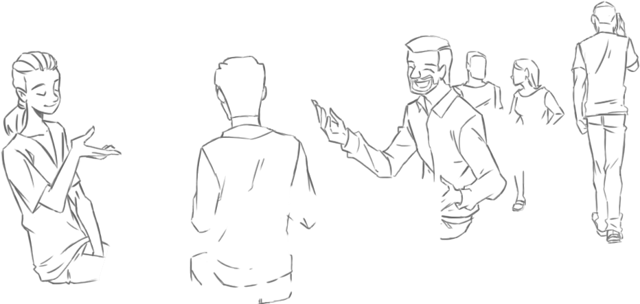 Outline Photo Of People In The Auberge Restaurant - Sketch Clipart (1200x600), Png Download