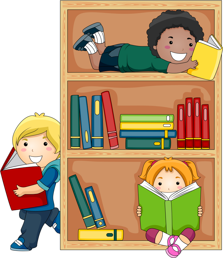 Student Reading Public Library Child Free Transparent - Books Library Kids Clipart (1000x1000), Png Download