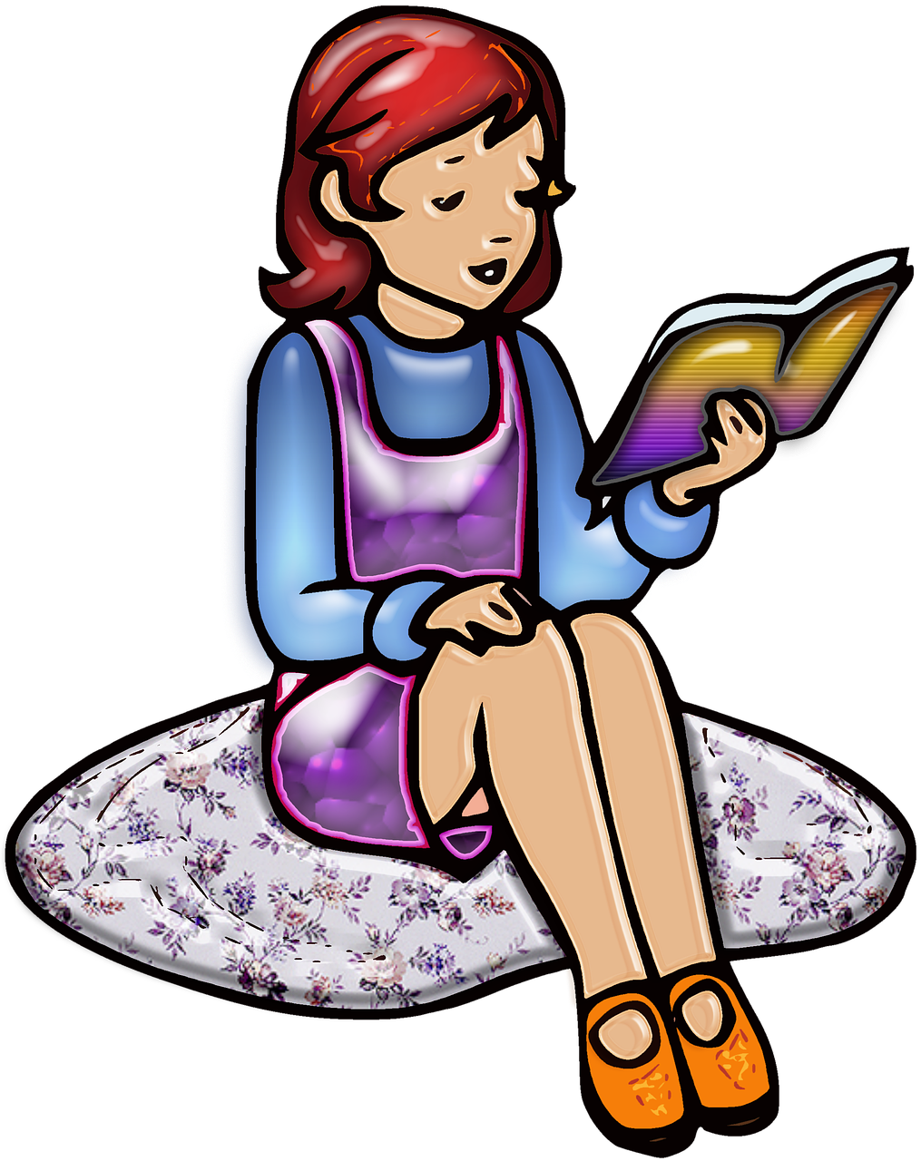 Girl Child Reading - Person Reading A Book Clipart - Png Download (1015x1280), Png Download