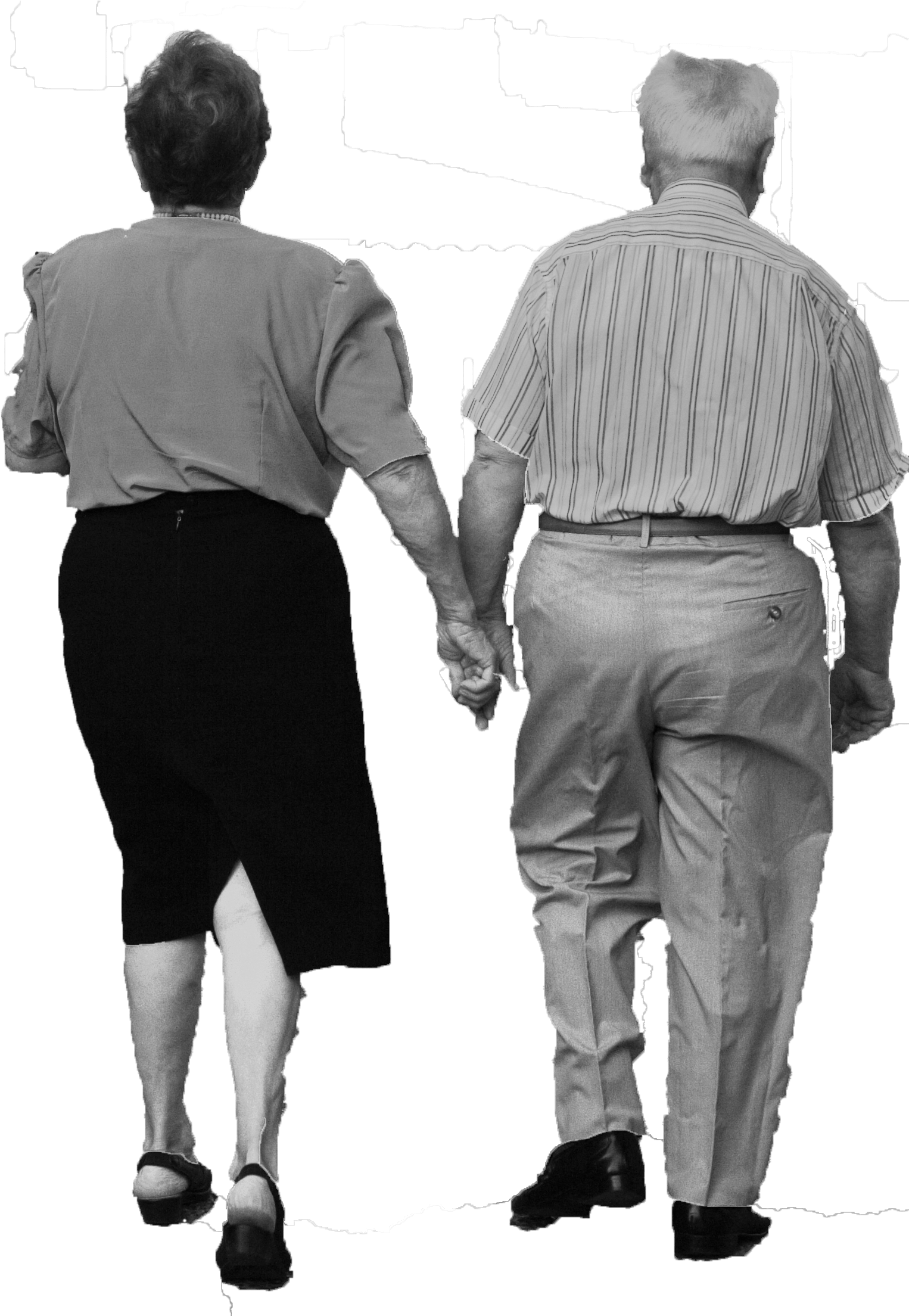 Old Couple Walking - Old Couple Holding Hand Walking Clipart (1608x2208), Png Download
