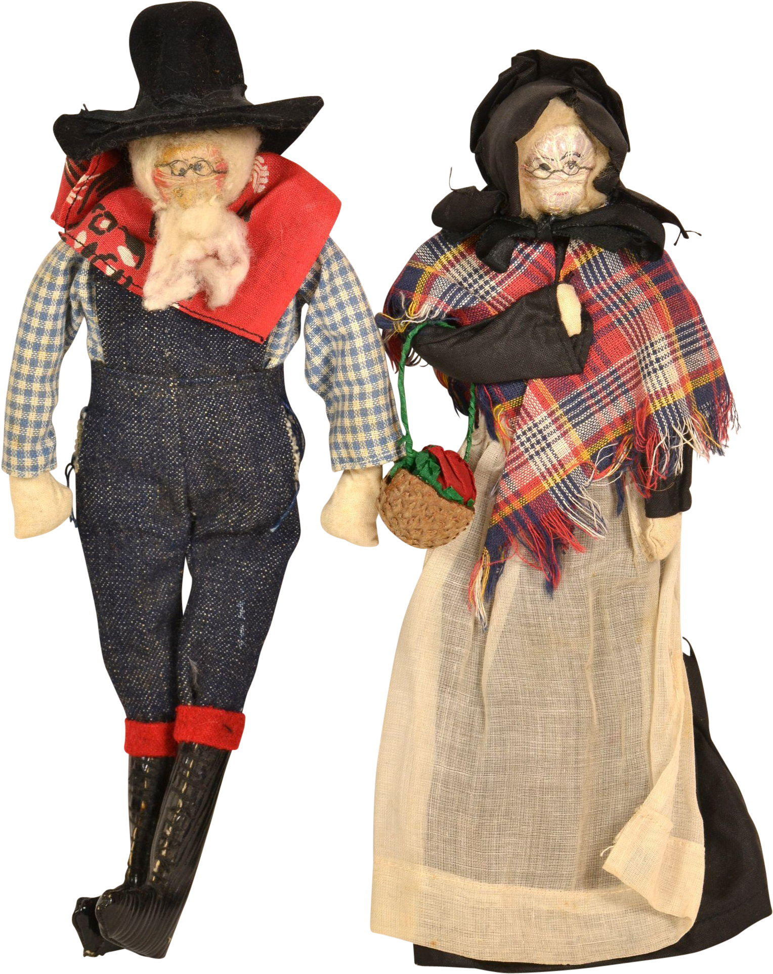 Walnut Faced Old Couple Folk Dolls - Costume Hat Clipart (1925x1925), Png Download