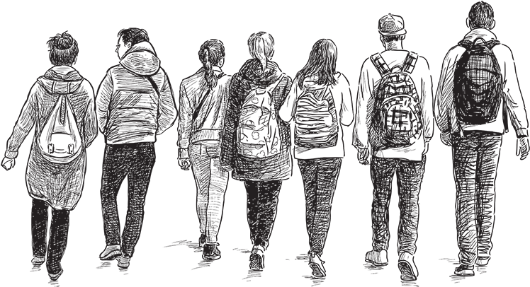 For Practitioners Supporting Young People Moving To - School Students Pencil Drawing Clipart (1200x417), Png Download