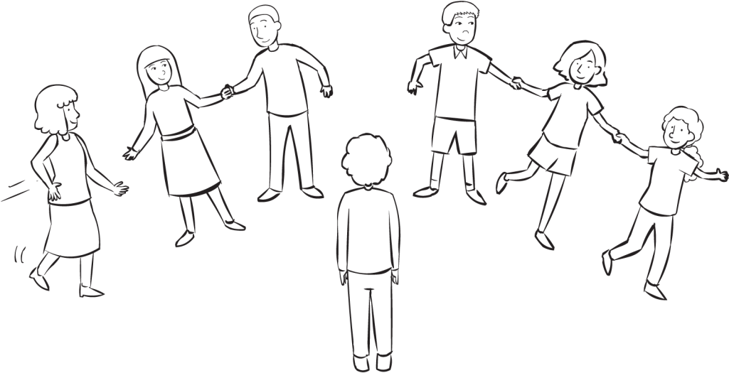 Back Group Of People Holding Hands And Moving Quickly - Line Art Clipart (1024x768), Png Download