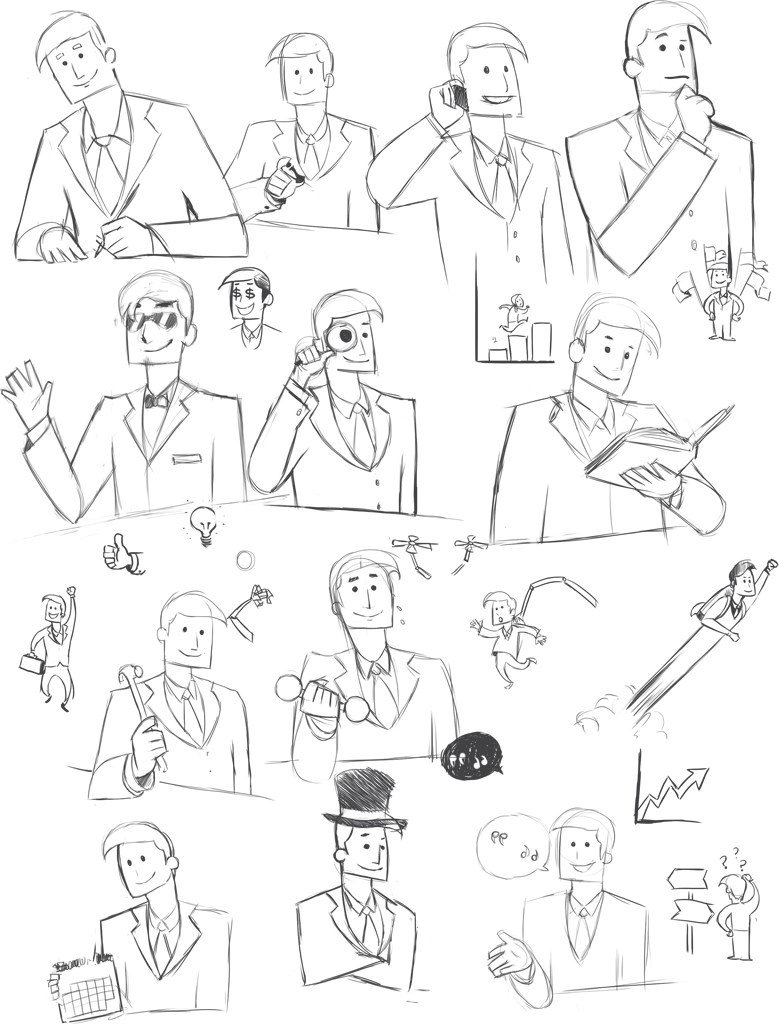 Business Man On - Line Art Clipart (779x1024), Png Download