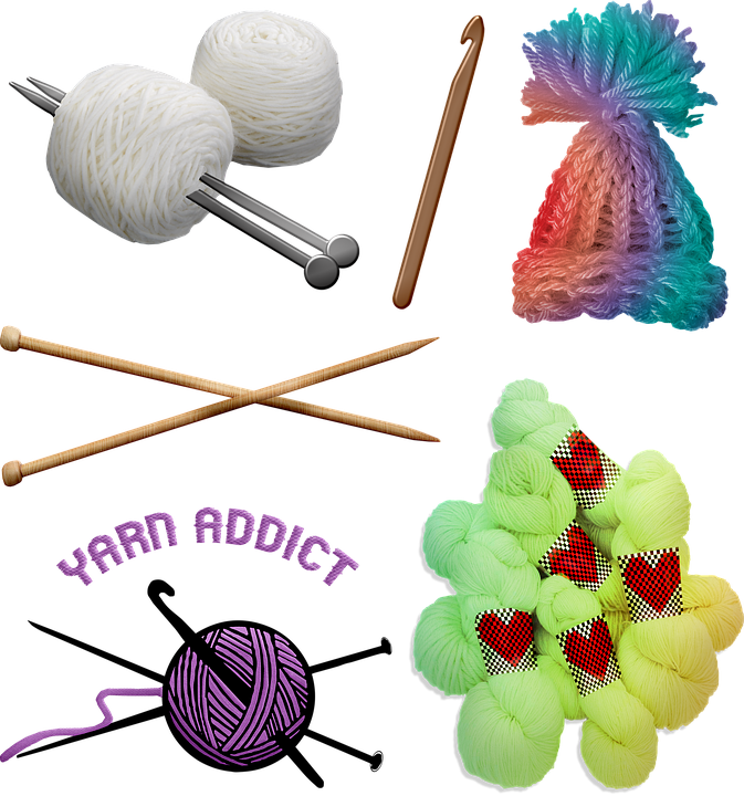 Crochet Knit Wool Knitting Hobby Color Fluffy Clipart (673x720), Png Download