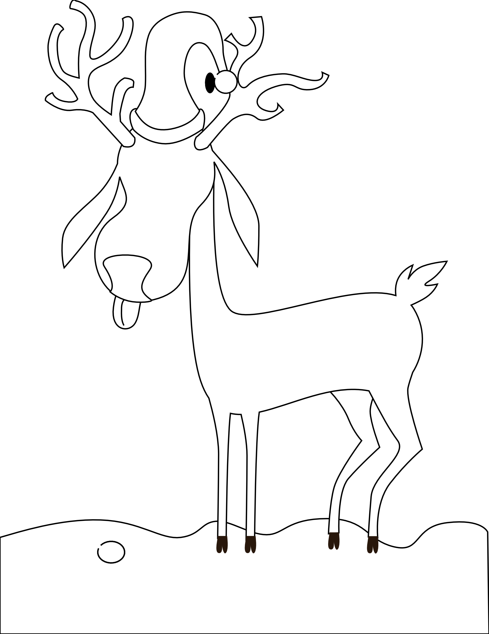 A Reindeer Black White Line Kablam 1979px 281 - Christmas Day Clipart - Lar...