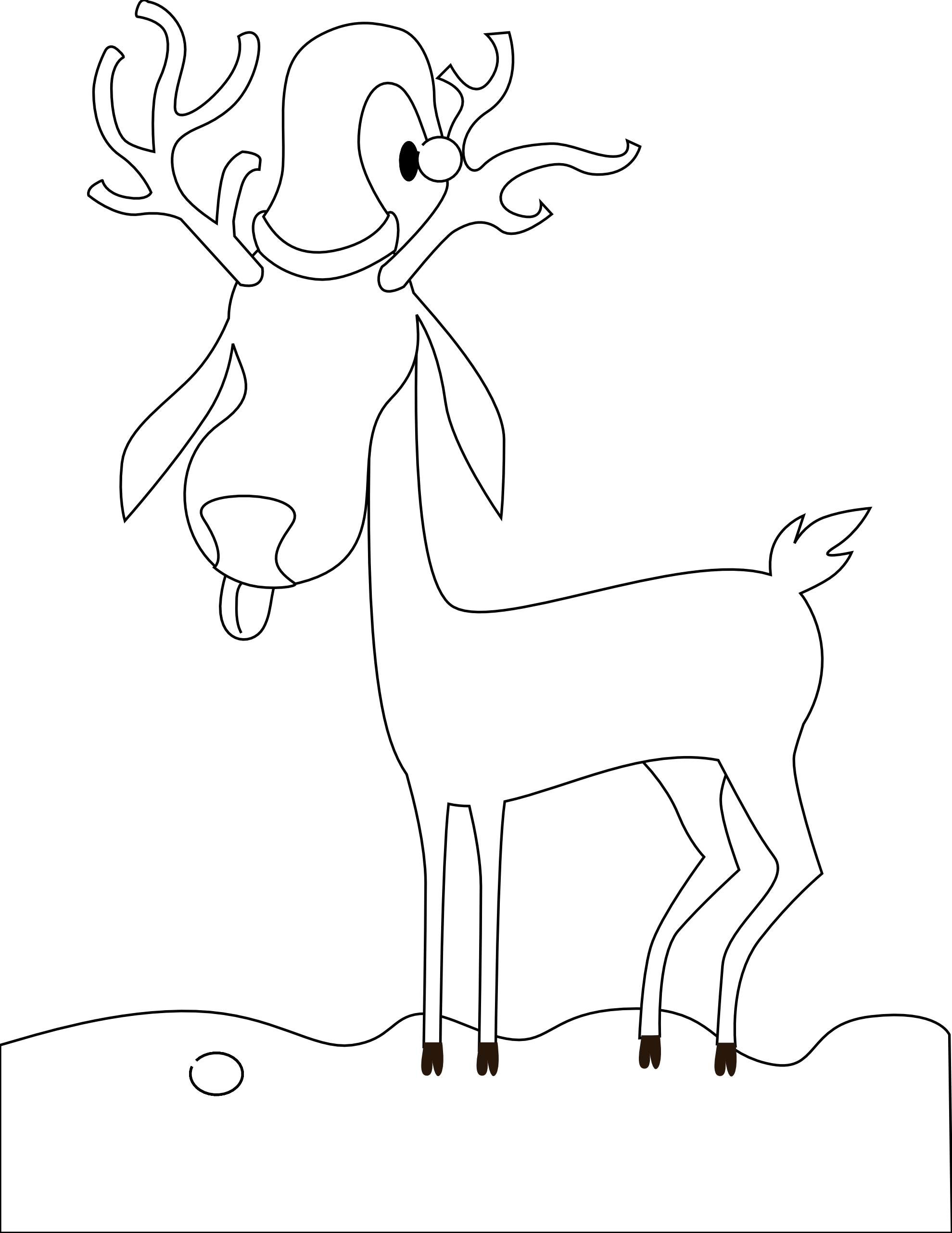 A Reindeer Black White Line Kablam 1979px 281 - Christmas Day Clipart (1979x2562), Png Download