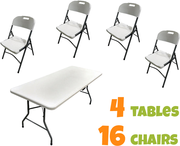 4 Tables And 16 Chairs - Folding Chair Clipart (720x600), Png Download