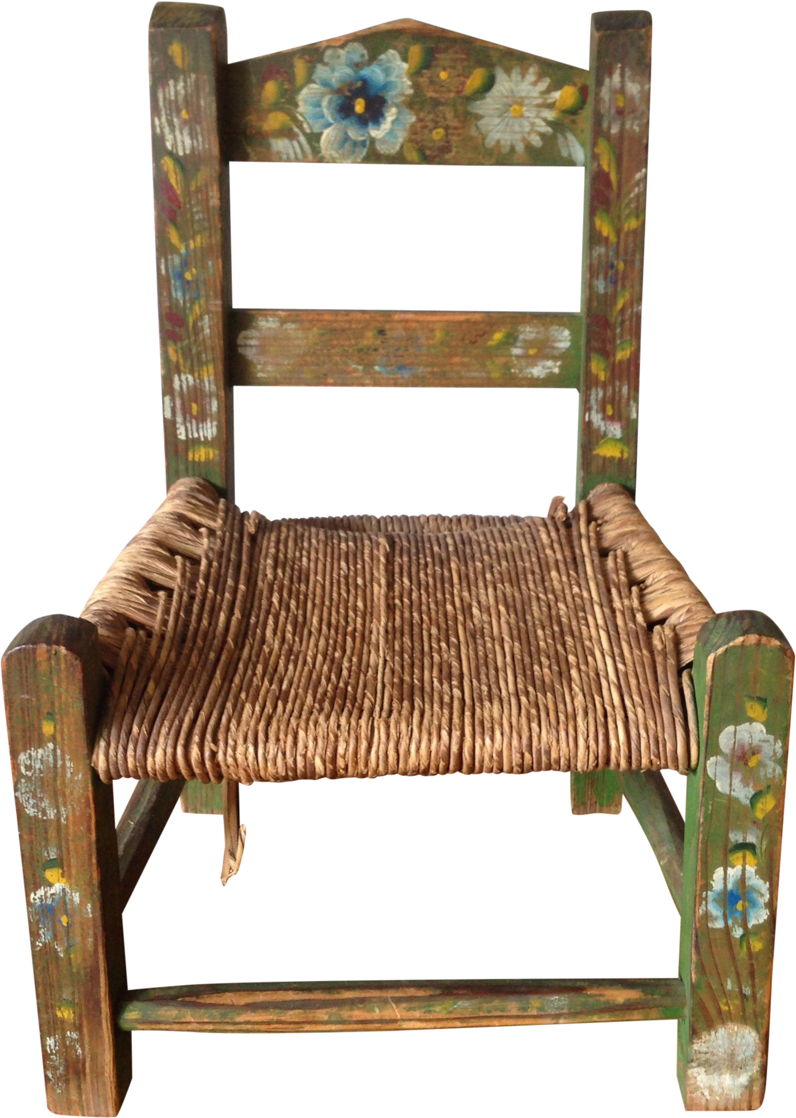 Vintage Hand Painted Cane & Wood Child's Chair On Chairish - Rocking Chair Clipart (1739x2441), Png Download