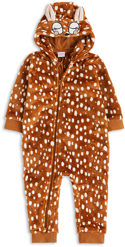 Fleece Onesie Reindeer Brown - Pajamas Clipart (888x888), Png Download