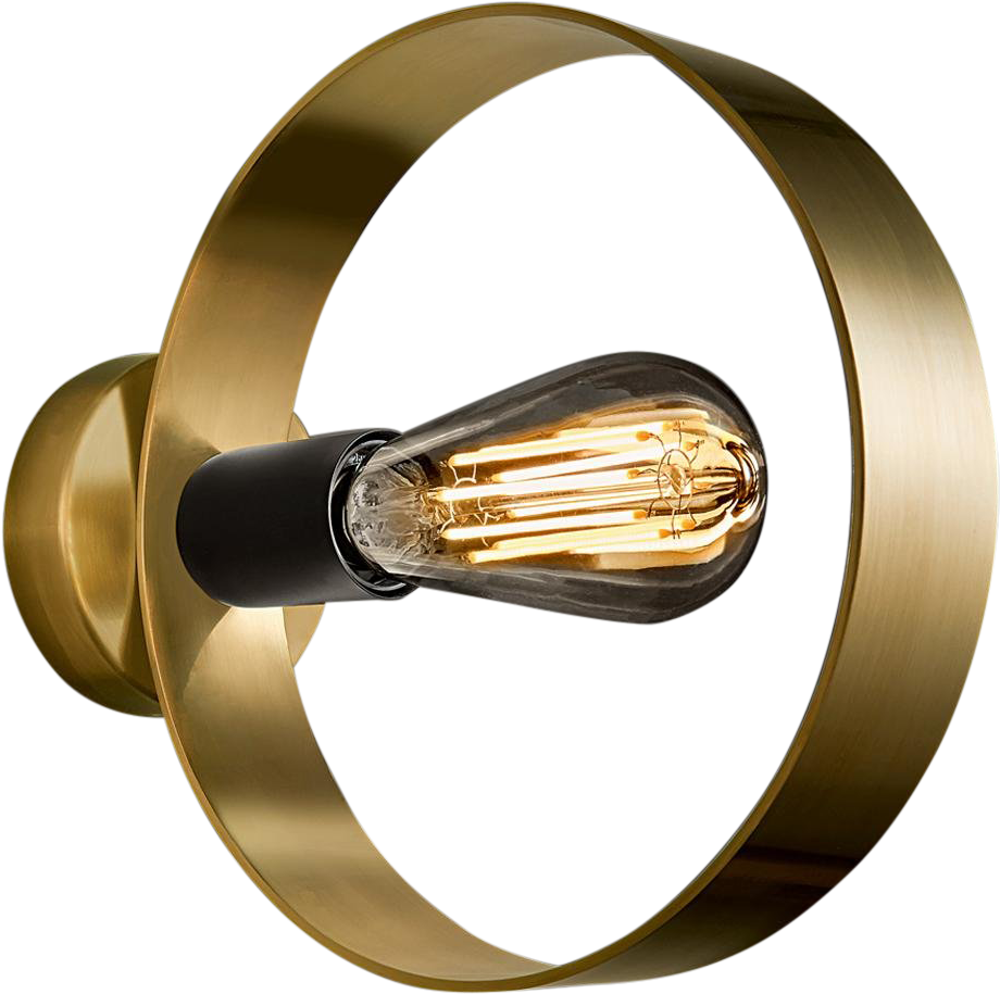 Halo Brushed Brass Wall Light - Ceiling Fixture Clipart (920x915), Png Download